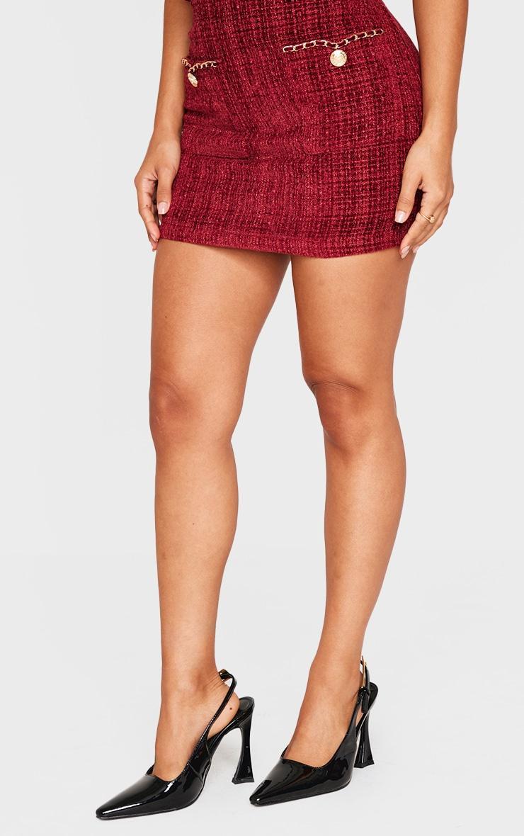 Petite Red Twill Mini Skirt Product Image