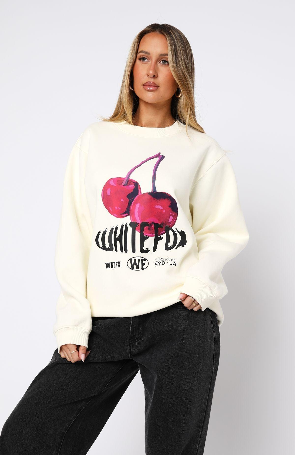 Cherry Swish Oversized Sweater Cream Product Image