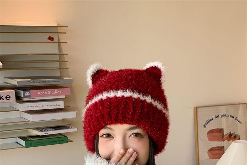 Cat Ear Knit Beanie Product Image