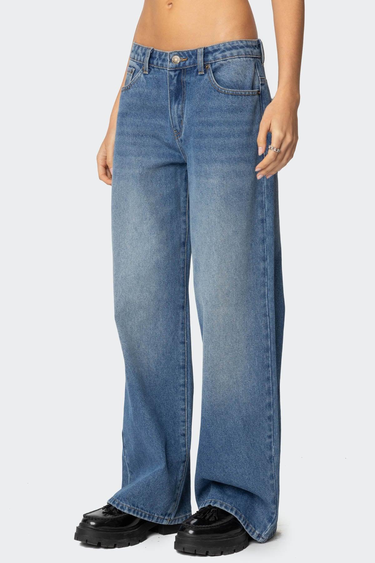 Nyc Washed Low Rise Jeans Product Image