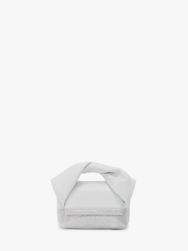 SMALL TWISTER - LEATHER TOP HANDLE BAG WITH CRYSTALS in white | JW Anderson US  Product Image