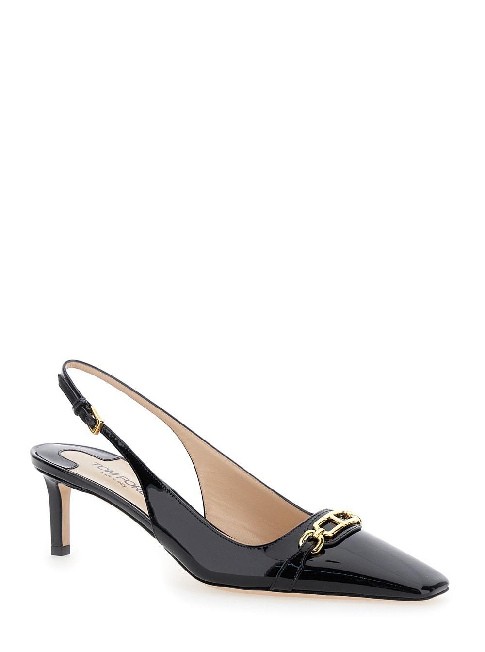 TOM FORD 55mm Patent Leather Slingbacks In Black Product Image