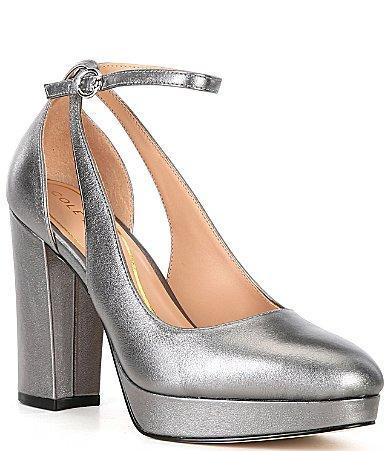 Cole Haan Remi Metallic Leather Platform Ankle Strap Pumps Product Image