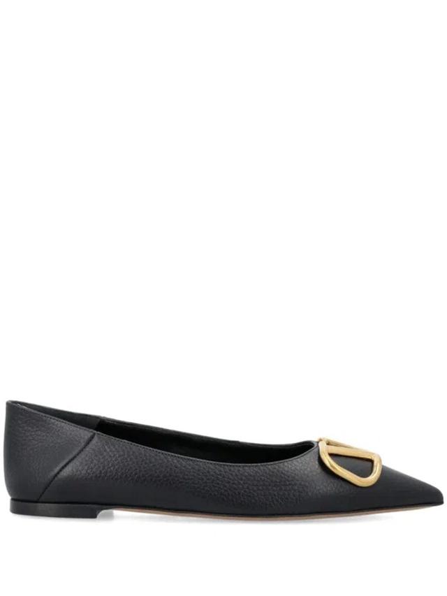 Valentino Vlogo Pointed Toe Ballerina Shoes In Black Product Image