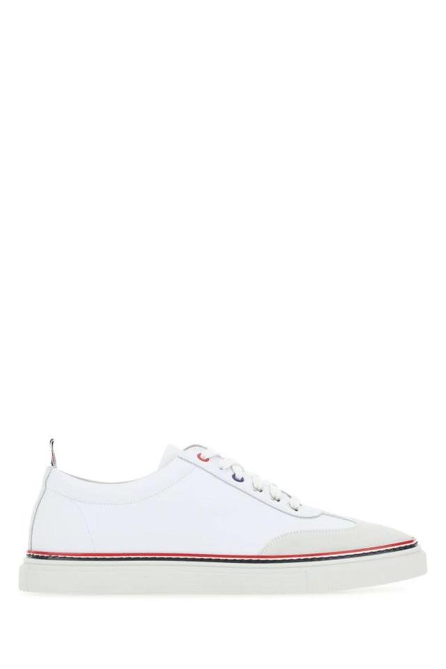 Man White Leather Sneakers Product Image