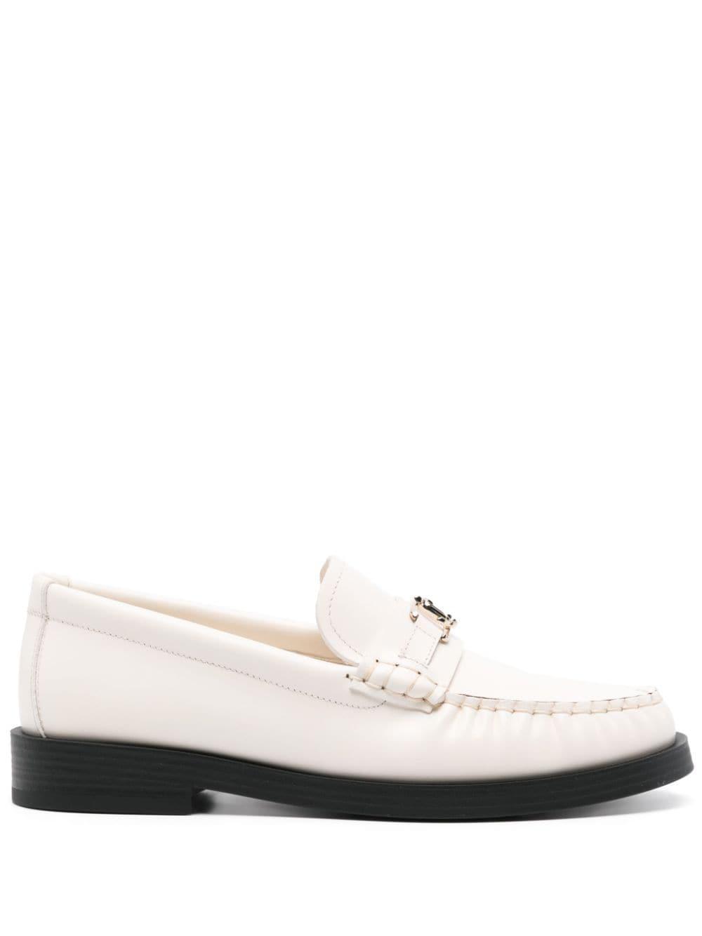 Addie Leather Loafers In White Product Image