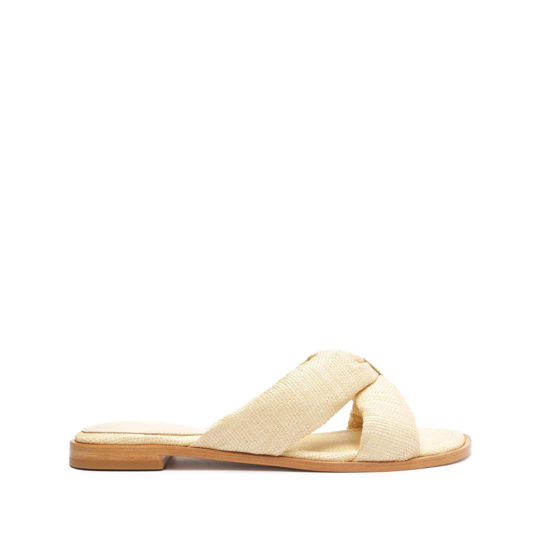 Fairy Casual Leather Sandal - 6.5 Eggshell Straw & Nappa Leather Product Image