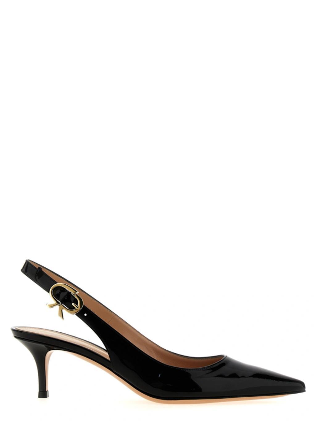 GIANVITO ROSSI Ribbon Sling 55 Leather Slingback Pumps In Black Product Image