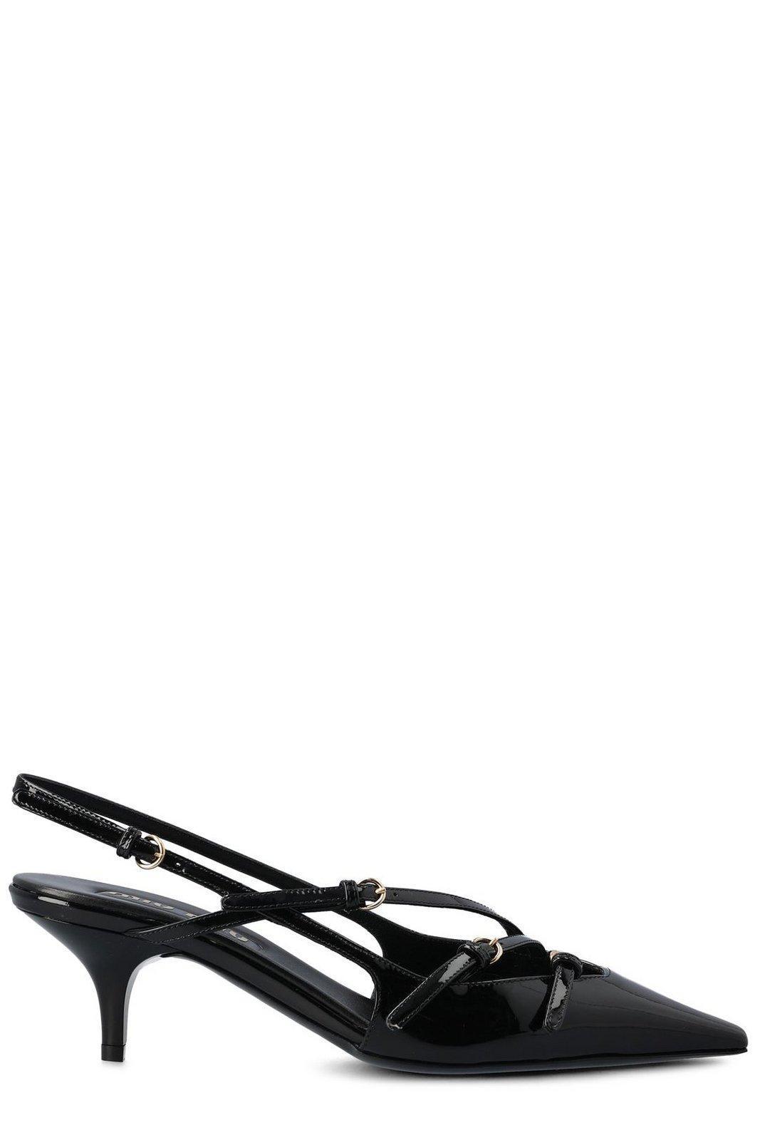 Pointed Toe Strapped Pumps In Black product image