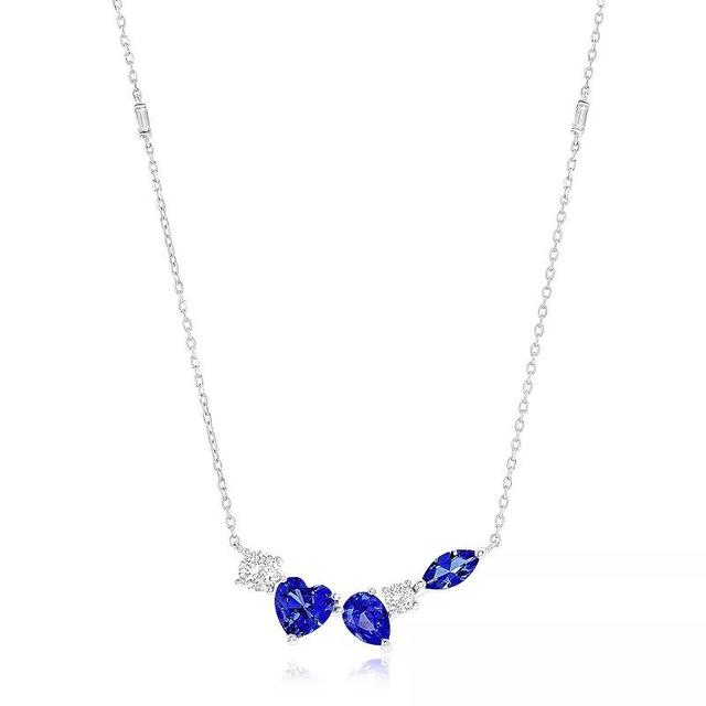 Argento Bella Sterling Silver Clear & Colorful Cubic Zirconia Multi-Shape Bar Necklace, Womens, Blue Product Image