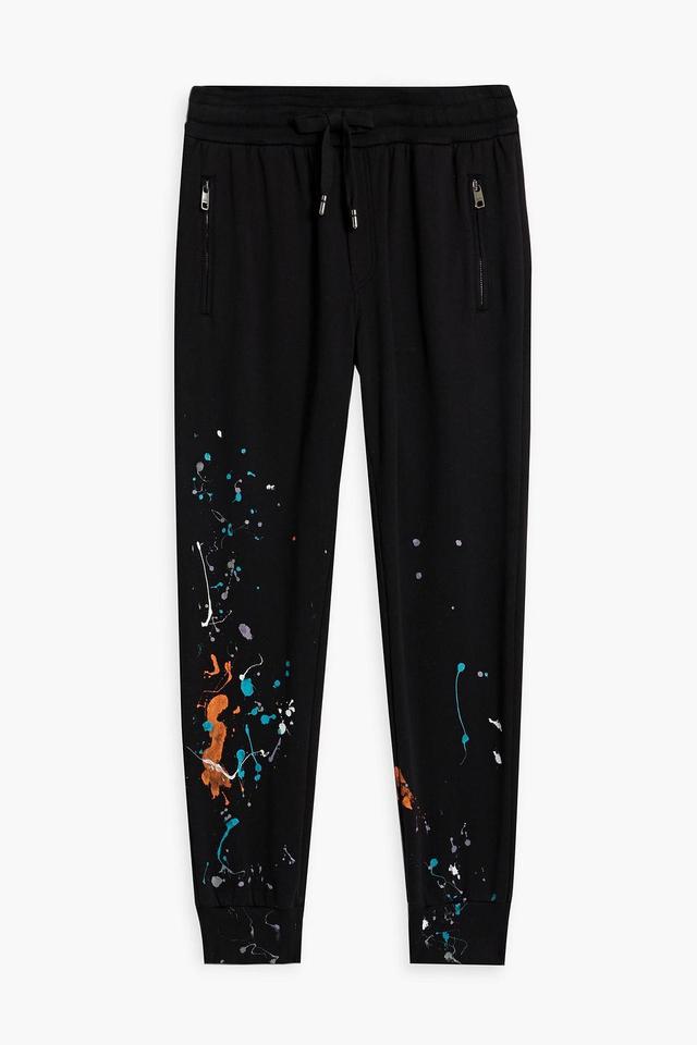 Printed French Cotton-terry Sweatpants In Black Product Image