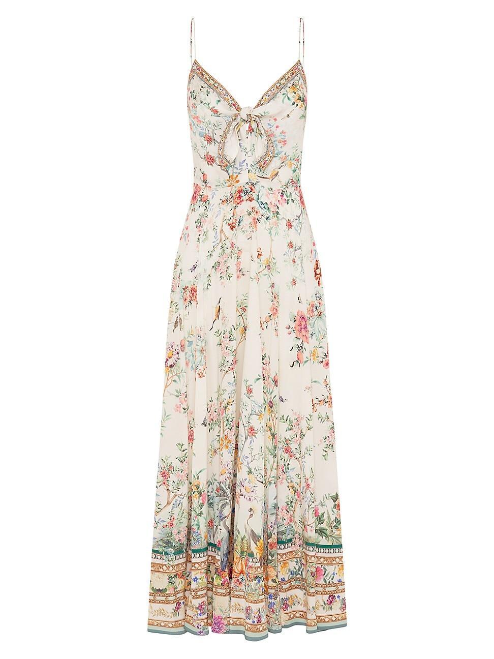 Womens Floral Silk Maxi Dress Product Image