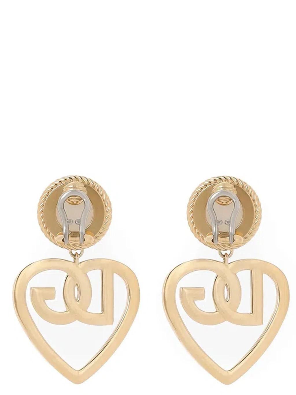 Heart Pendant Logo Earrings Jewelry Gold Product Image