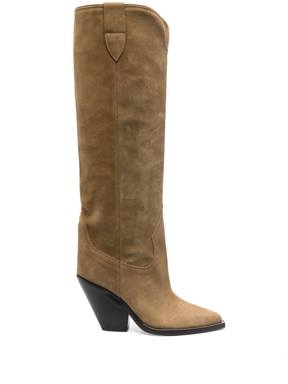 ISABEL MARANT 90mm Lomero-gz Suede Tall Boots In Taupe product image