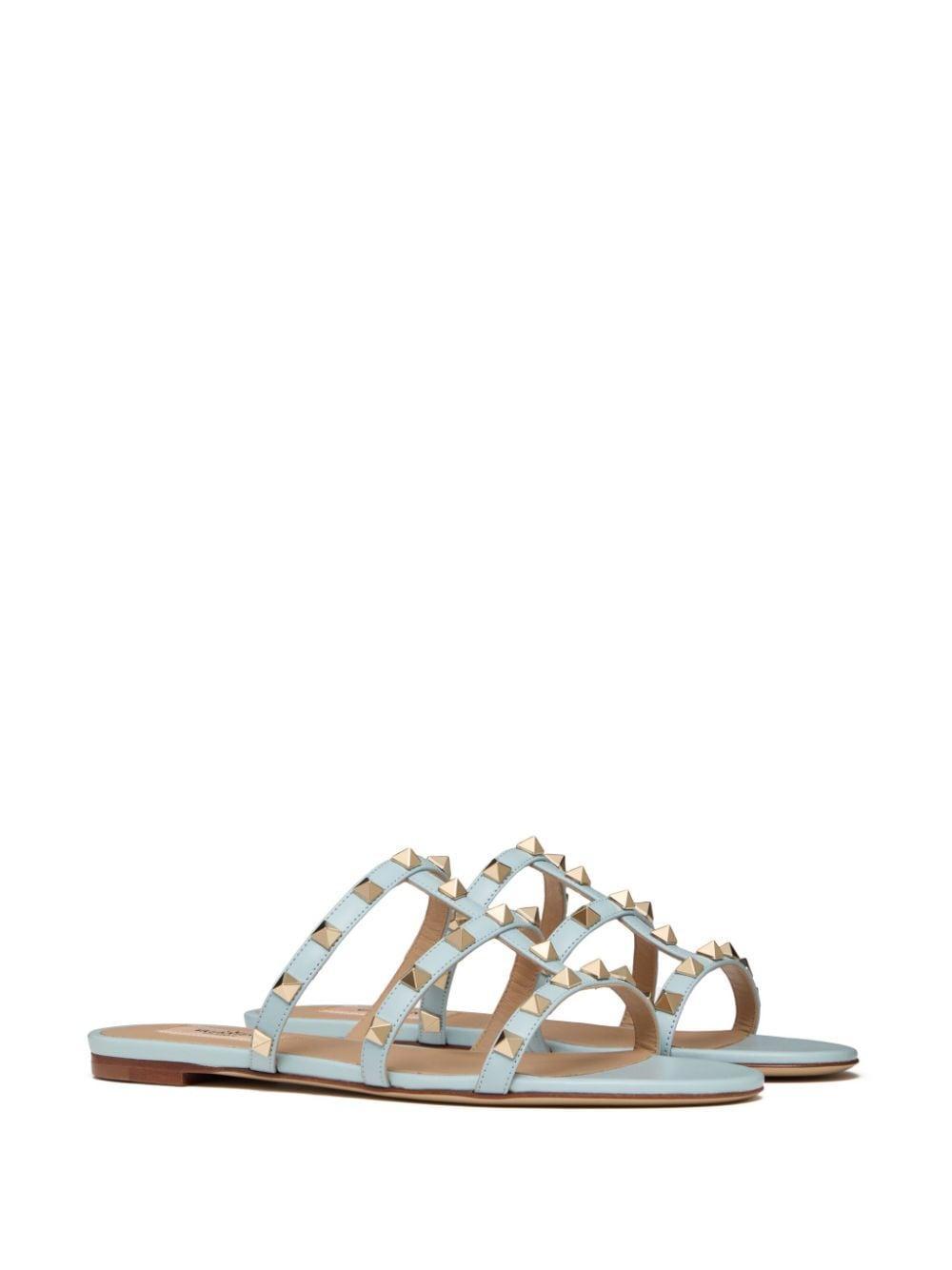 Rockstud Flat Slide Sandal Woman Porcelain Blue 39.5 Product Image