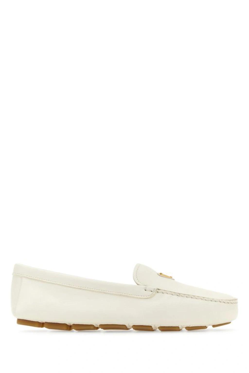 PRADA Leather Loafer In Ivory Product Image