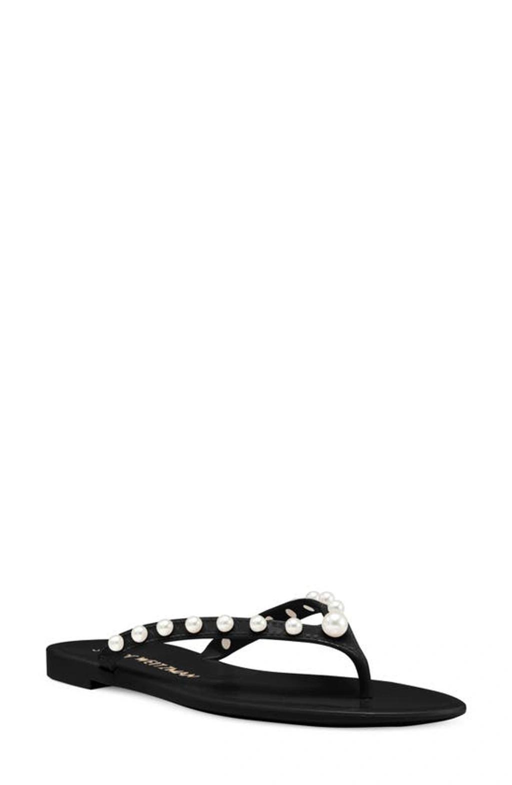 STUART WEITZMAN Goldie Pearly Stud Jelly Thong Sandals In Black Product Image