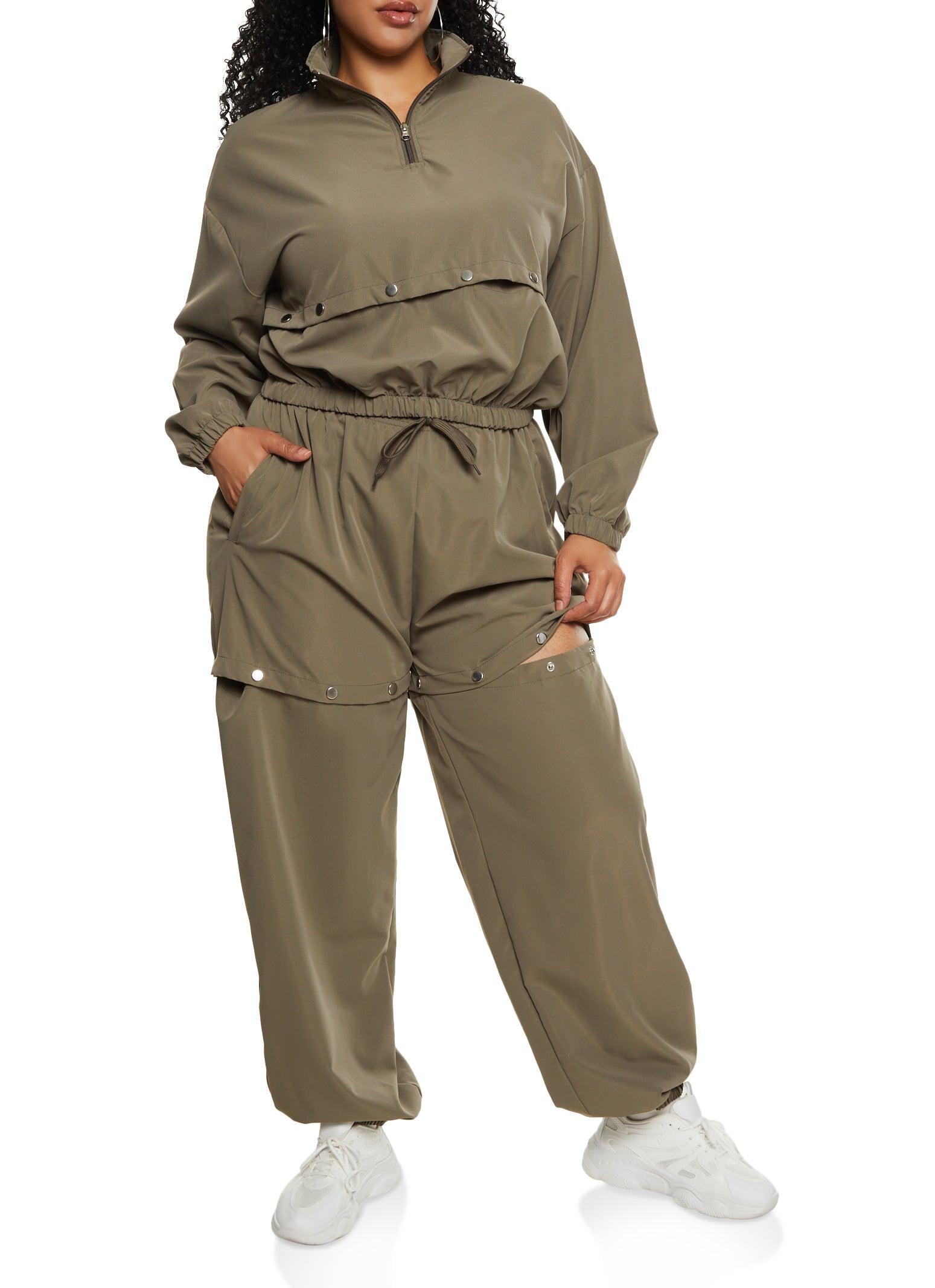 Womens Plus Size Snap Button Tear Away Joggers Product Image