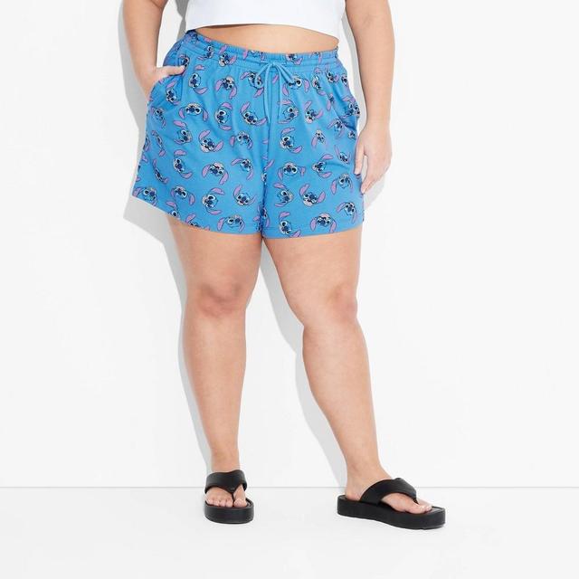 Womens Stitch Graphic Lounge Shorts - Blue Product Image