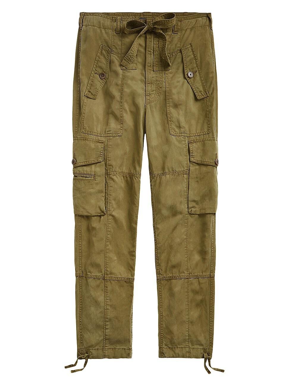 Womens Tapered Linen-Blend Cargo Pants Product Image