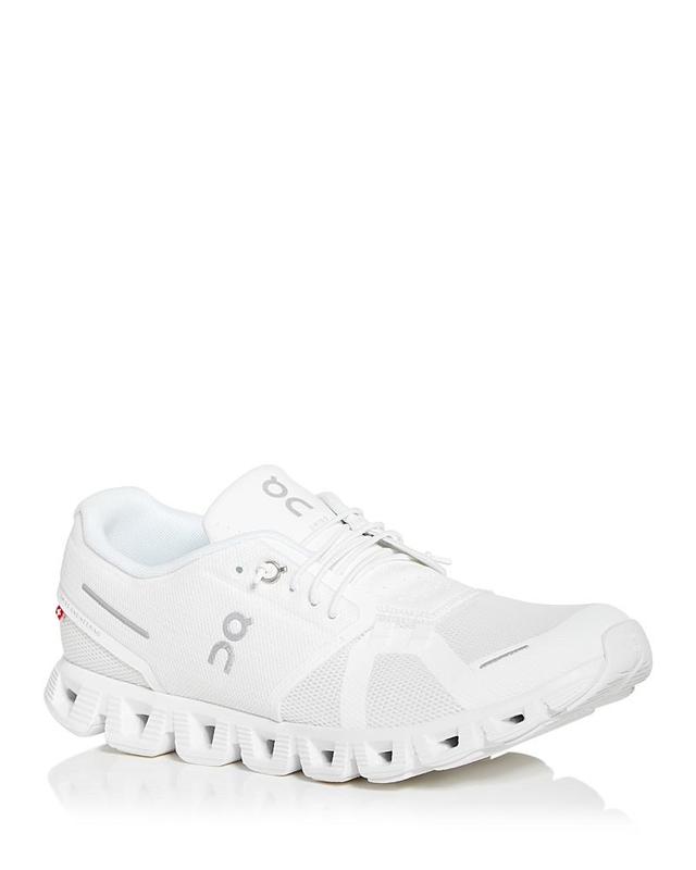 On Mens Cloud 5 Low Top Sneakers in All White Product Image