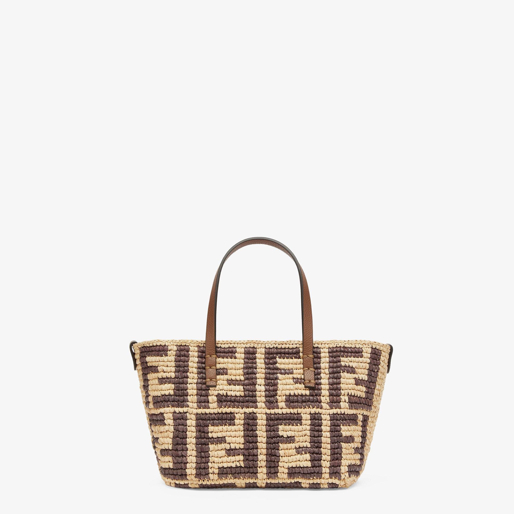 Roll MiniBrown FF raffia crochet mini bag Product Image