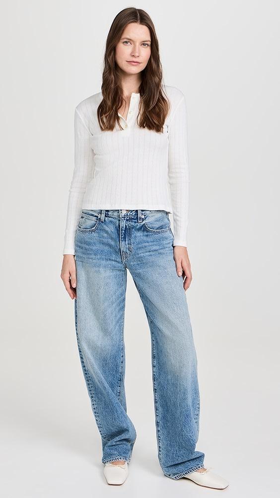 Leset Pointelle Long Sleeve Henley | Shopbop Product Image