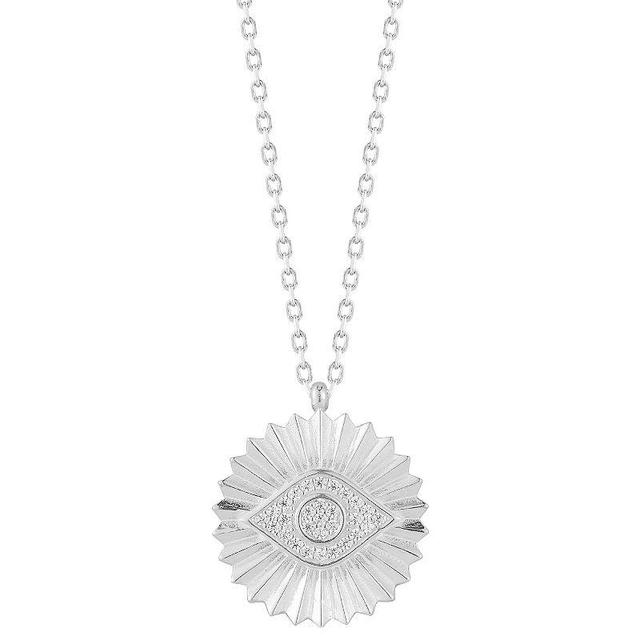 Sunkissed Sterling Cubic Zirconia Eye Medallion Pendant Necklace, Womens Silver Tone Product Image