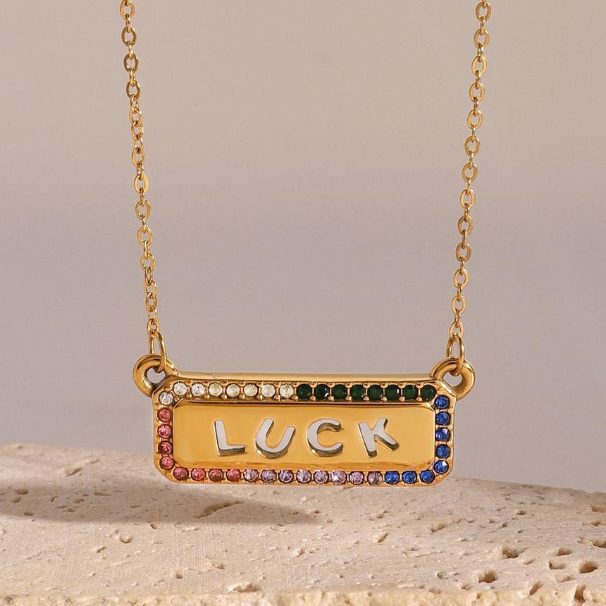 Rhinestone Lettering Pendant Necklace Product Image