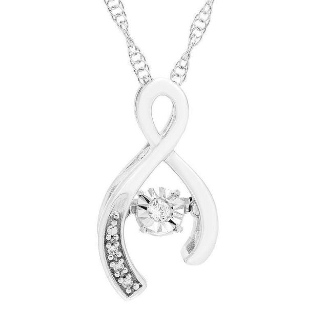 Boston Bay Diamonds Sterling Silver Diamond Accent Wishbone Pendant Necklace, Womens White Product Image