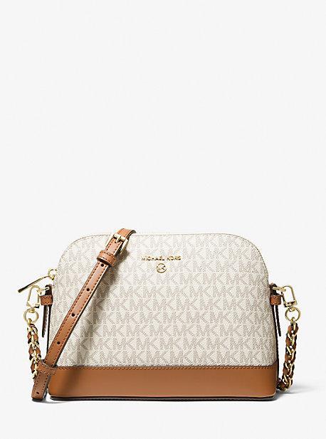 MICHAEL Michael Kors Jet Set Charm Large Dome Crossbody (Vanilla/Acorn) Handbags Product Image