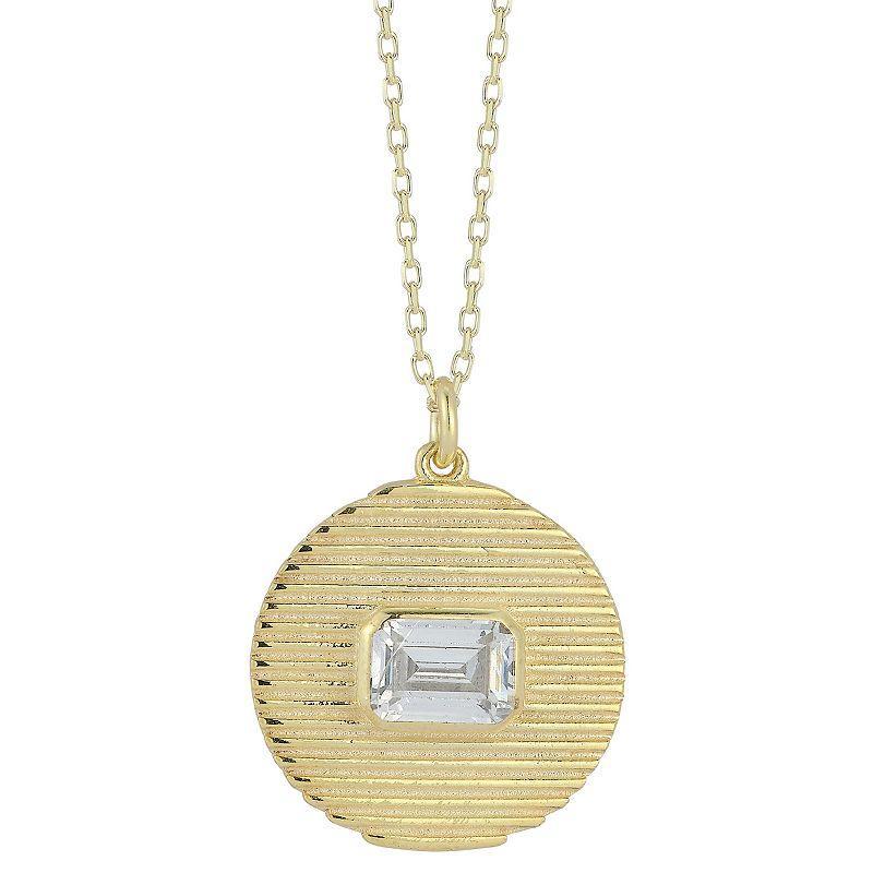 Sunkissed Sterling Cubic Zirconia Circle Pendant Necklace, Womens Gold Tone Product Image