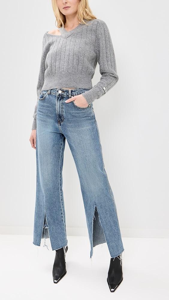 RECTO Isla Front Slit Medium Washed Denim Jeans | Shopbop Product Image