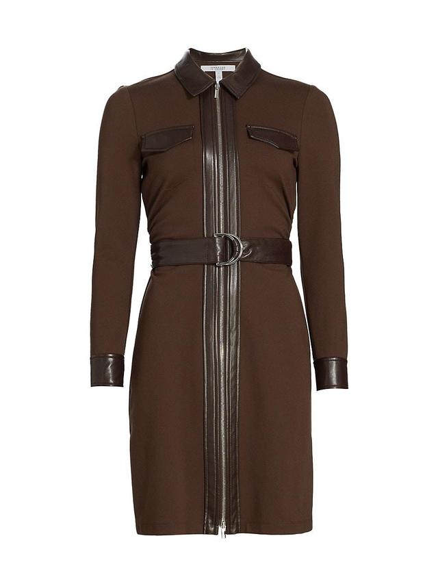 Jayda Knit Belted Zip-Front Mini Dress Product Image