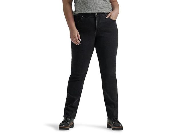 Plus Size Lee Flex Motion Straight-Leg Jeans, Womens Black Bloom Product Image