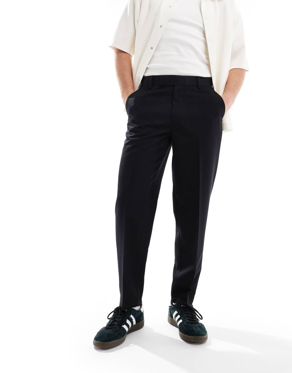 ASOS DESIGN smart oversized tapered pants in black Product Image