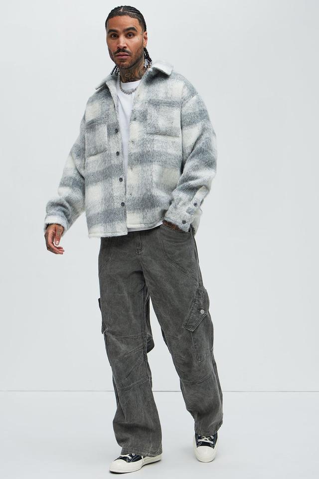 Move Up Plaid Shacket - Grey/Grey Product Image