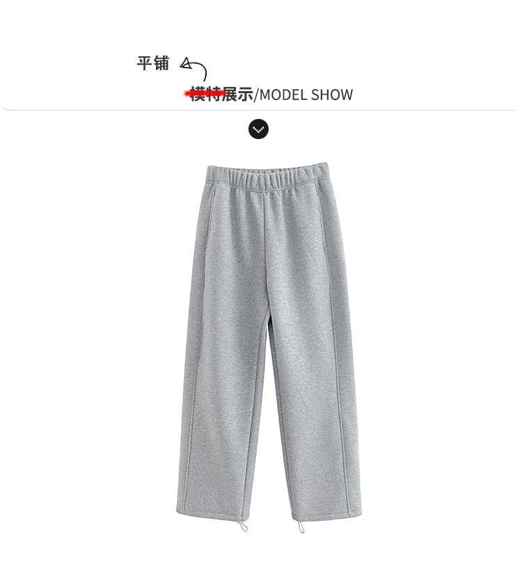 Fleece-Lined High-Waist Straight-Leg Sweatpants With Pockets Product Image