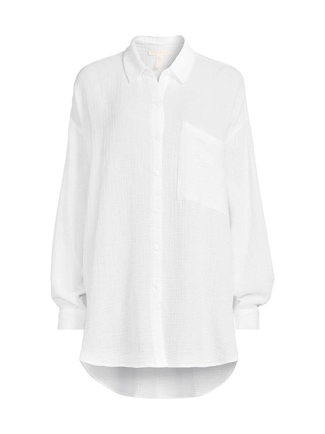 Womens Gauze Cotton Oversized Shirt Product Image