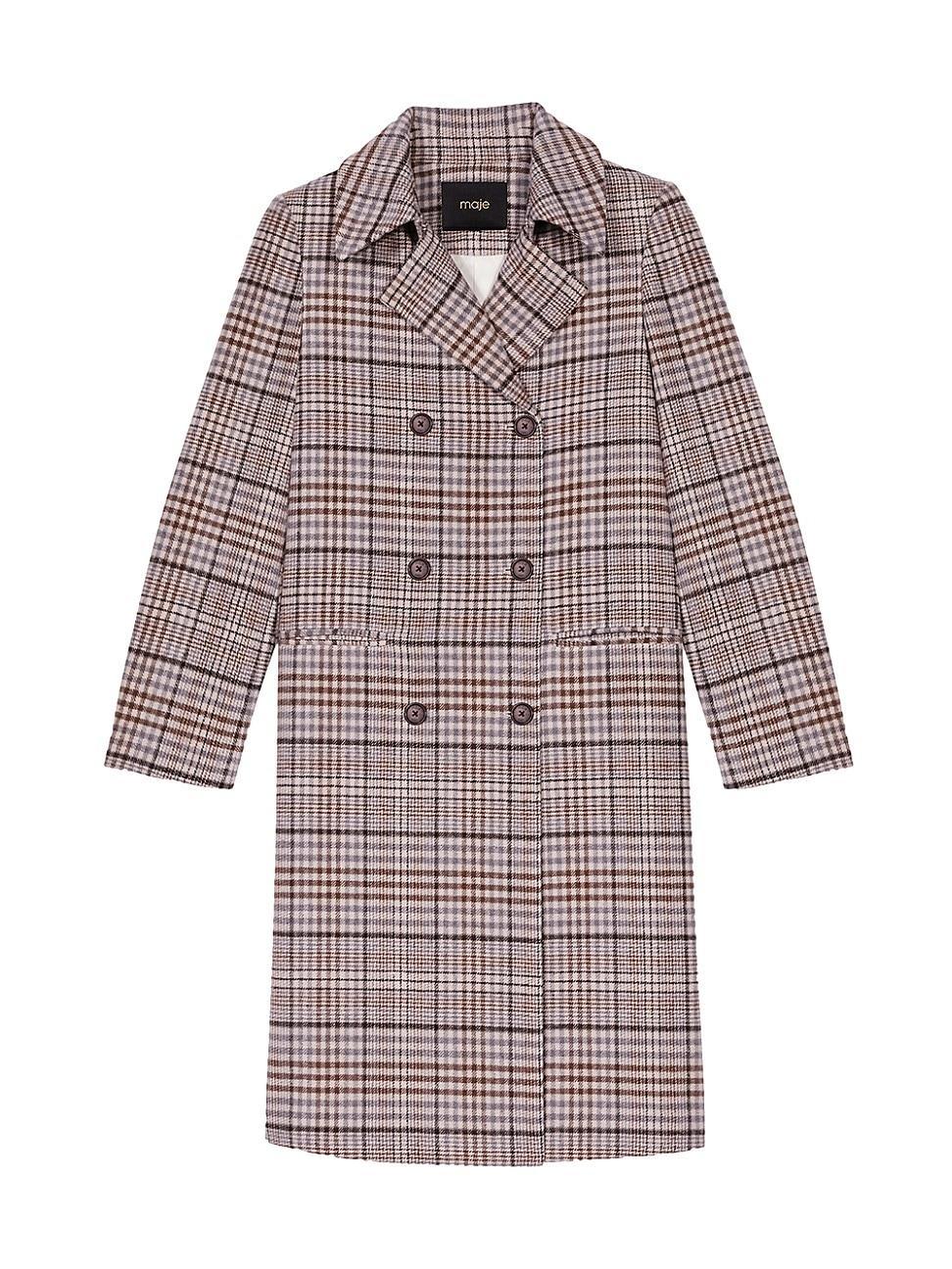 Womens Long Checked Coat Product Image