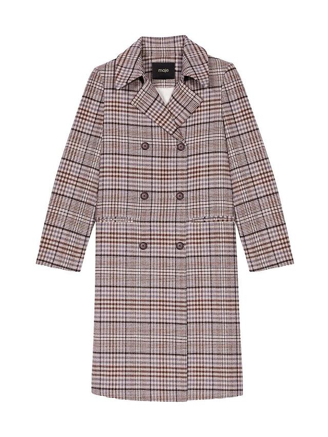 Womens Long Checked Coat Product Image