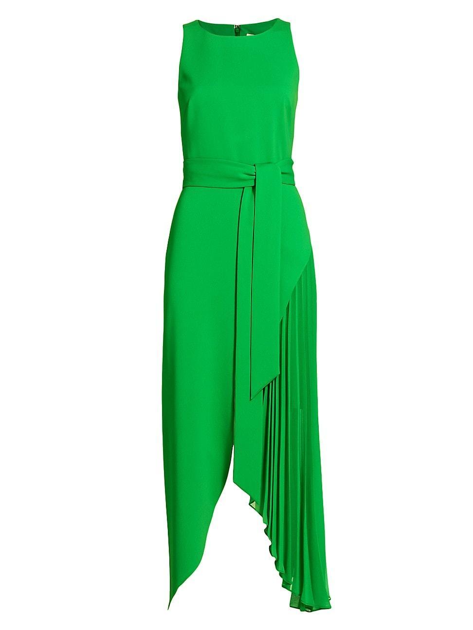 Womens Asymmetric Pleated Midi-Dress Product Image