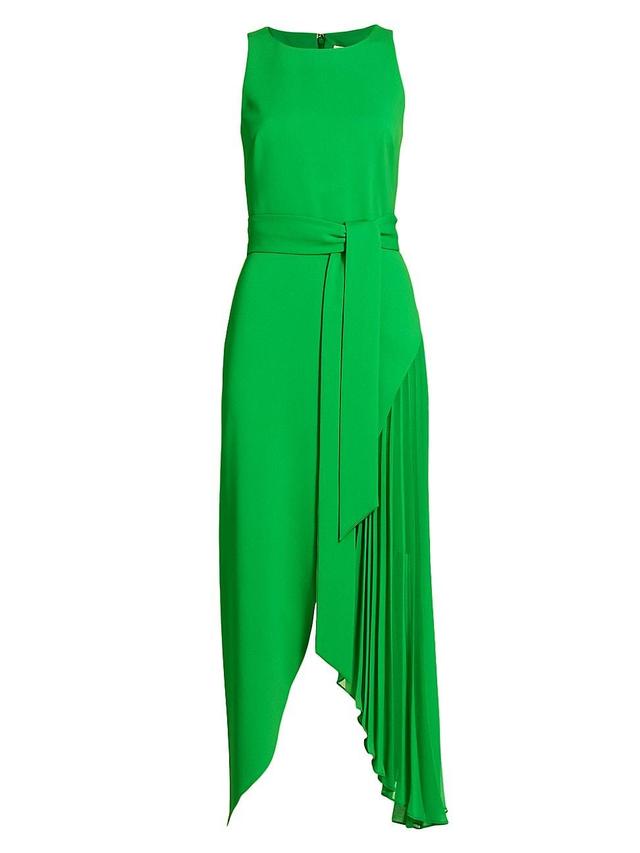 Womens Asymmetric Pleated Midi-Dress Product Image