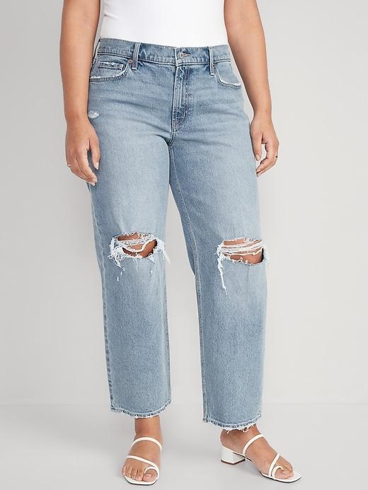 Mid-Rise Boyfriend Loose Jeans Product Image