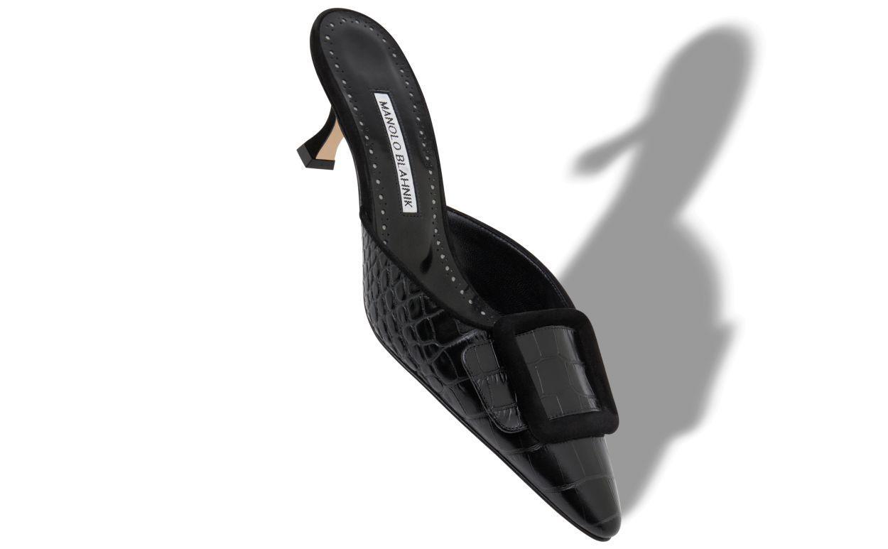 MAYSALEBI Black Calf Leather Buckle Detail Mules Product Image