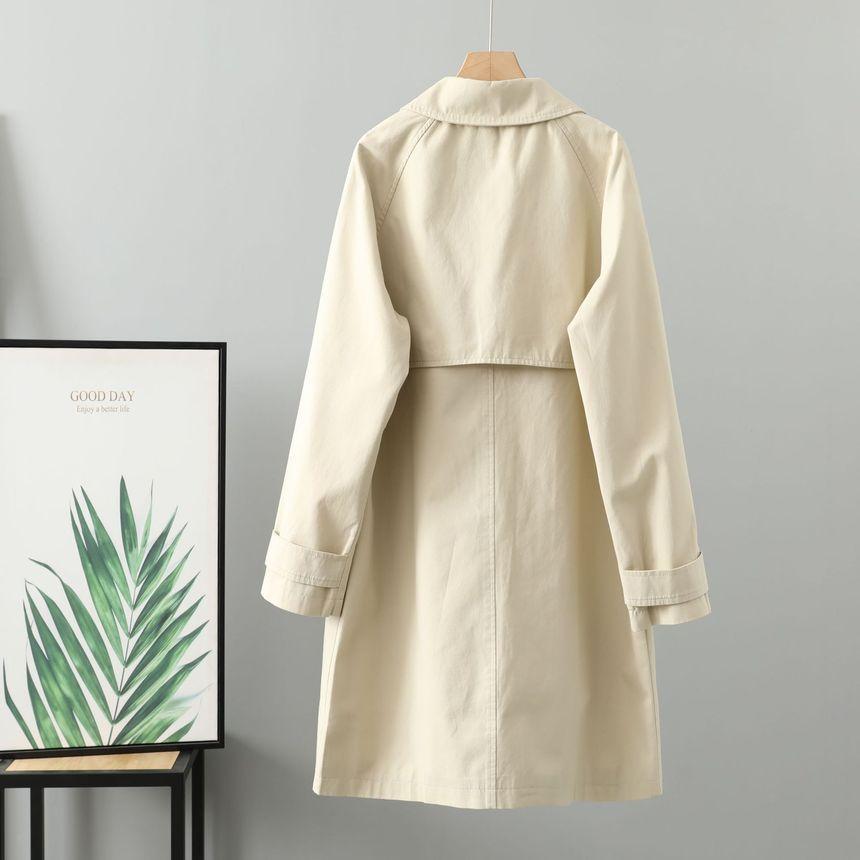 Collared Plain Single Breasted Trench Coat Product Image