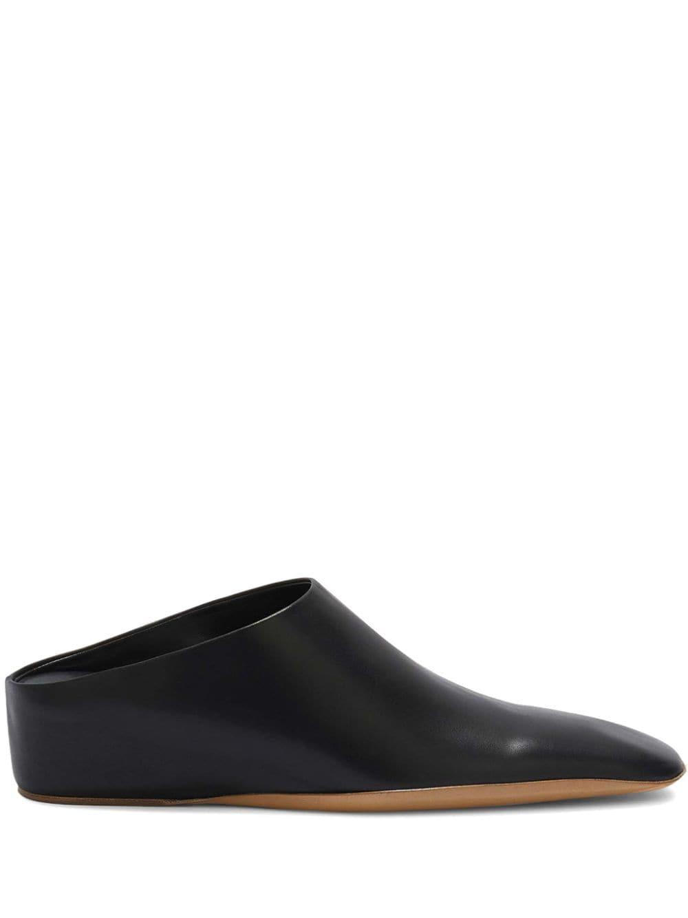 Square-toe Leather Mules In Black product image