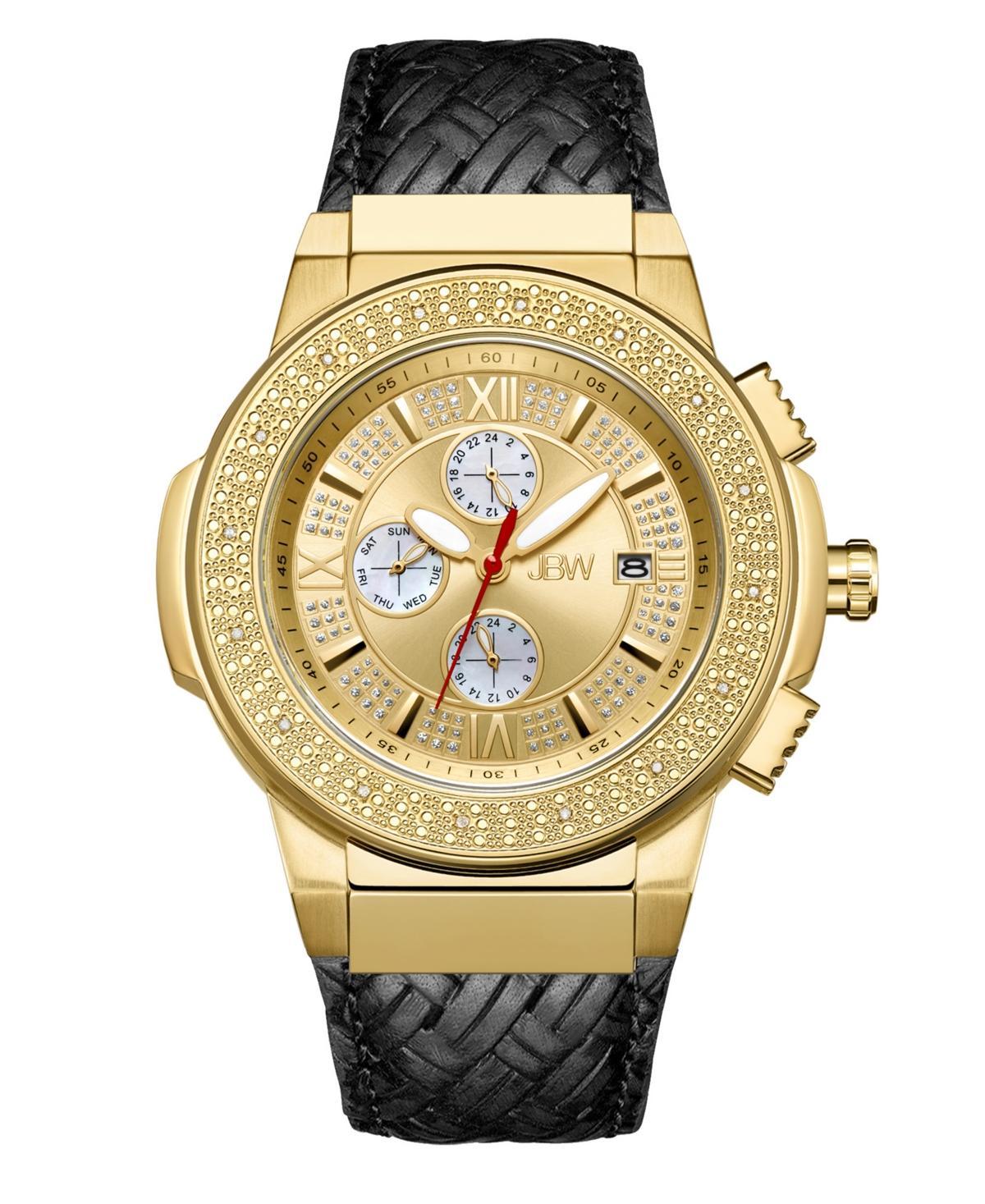 Men's JBW Saxon 1/6 CT. T.w. Diamond and Crystal 18K Gold Plate Strap Watch with Gold-Tone Dial (Model: Jb-6101L-J) Product Image