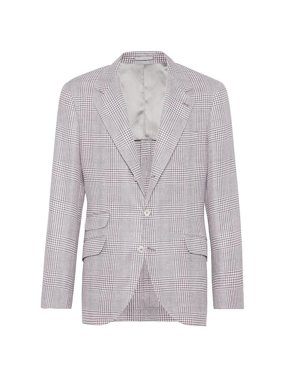 Mens Linen, Wool And Silk Prince Of Wales Deconstructed Cavallo Blazer Product Image