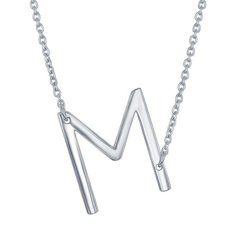 Sterling Silver Sideways Initial Necklace, Womens Sterling J Product Image